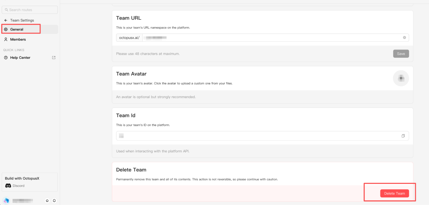 Delete a team